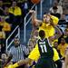 Michigan junior Jordan Morgan passes the ball in second half of the game against Michigan State on Sunday, Mar. 3. Daniel Brenner I AnnArbor.com